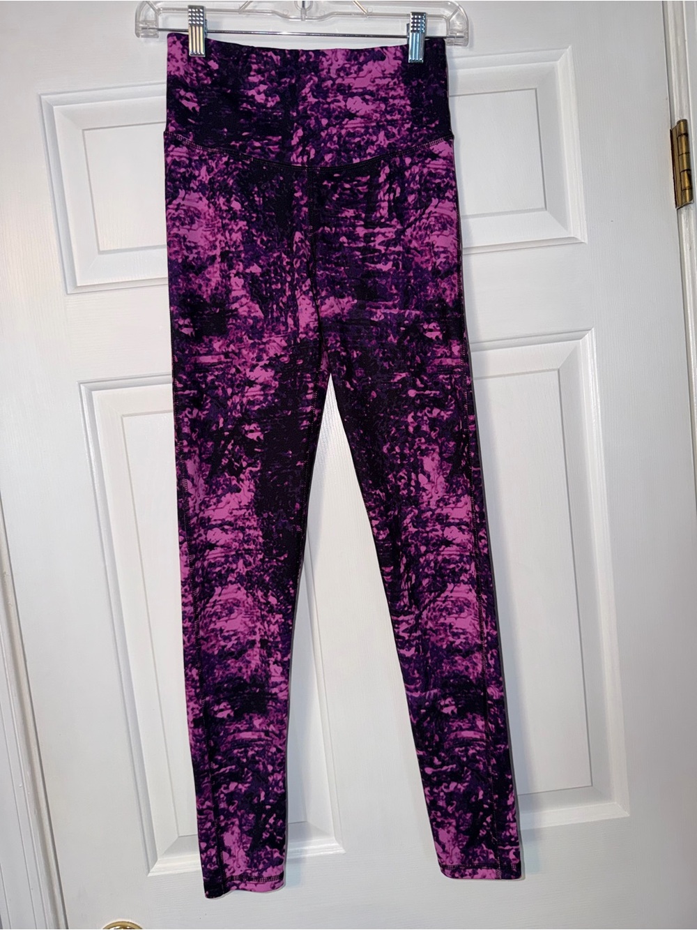 CHAMPION Duo Dry High Waist Abstract Print Leggings Purple Black Size S